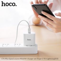 Combo Củ Sạc Và Cáp Hoco C76 Plus - C To iP 1M, Sạc Nhanh PD20W, Nhỏ Gọn Tiện…