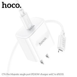 Bộ Sạc Nhanh Hoco C76 Pro (US) - PD30W Kèm Cáp C To iP, Thiết Kế Gọn Nhẹ Hỗ Tr…