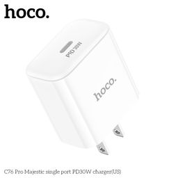 Bộ Sạc Nhanh Hoco C76 Pro (US) - PD30W Kèm Cáp C To iP, Thiết Kế Gọn Nhẹ Hỗ Tr…