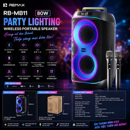 Loa Karaoke REMAX RB-MB11 80W Kèm 2 Micro Không Dây Bluetooth 6.0 Đèn LED Part…