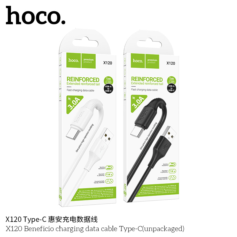 Cáp Hoco X120 Beneficio - 2.4A Truyền Dữ Liệu Ổn Định, Dây PVC Bền Bỉ Chống Rối, Dài 1M
