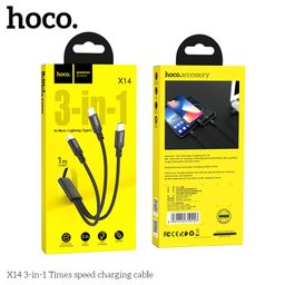 Cáp Sạc Hoco X14 - 3 Trong 1 Dây Bện Nylon Chống Rối 1M, Sạc Đa Thiết Bị