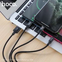 Cáp Sạc Hoco X14 - 3 Trong 1 Dây Bện Nylon Chống Rối 1M, Sạc Đa Thiết Bị