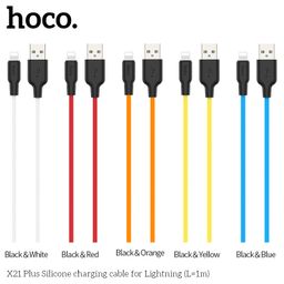 Cáp Sạc Silicone Hoco X21 Plus Type-C 3A / Lightning 2.4A Dây Mềm Chống Rối 1M