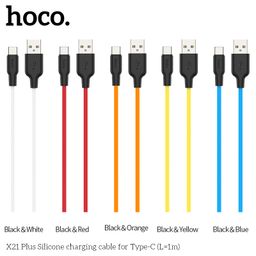 Cáp Sạc Silicone Hoco X21 Plus Type-C 3A / Lightning 2.4A Dây Mềm Chống Rối 1M