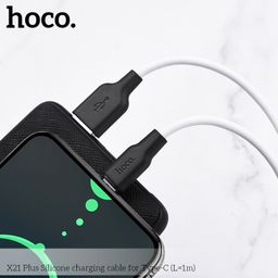 Cáp Sạc Silicone Hoco X21 Plus Type-C 3A / Lightning 2.4A Dây Mềm Chống Rối 1M