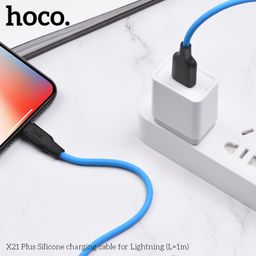 Cáp Sạc Silicone Hoco X21 Plus Type-C 3A / Lightning 2.4A Dây Mềm Chống Rối 1M