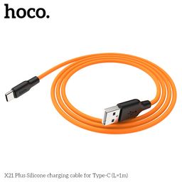 Cáp Sạc Silicone Hoco X21 Plus Type-C 3A / Lightning 2.4A Dây Mềm Chống Rối 1M