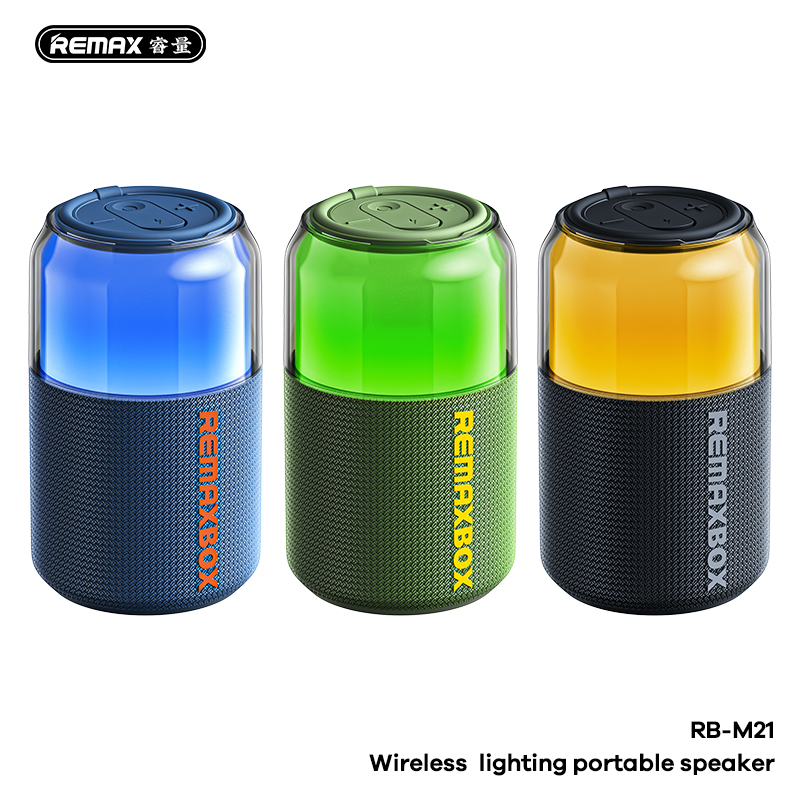 Loa Bluetooth REMAX RB-M21 Đèn RGB Nhảy Theo Nhạc, Thiết Kế Lon Nước Độc Đáo, Pin 1800mAh Tiện Lợi.