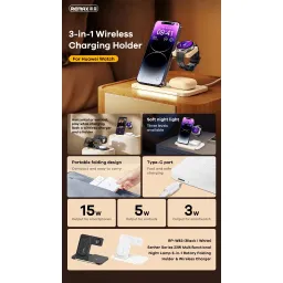 Bộ sạc không dây 3IN1 REMAX Senher Series 23W RP-W83 tích hợp đèn ngủ đa năng,…