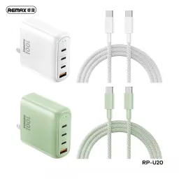 Cốc Sạc Nhanh GaN REMAX RP-U20 100W 4 Cổng 3 USB-C + 1 USB-A, Chân Gập, Kèm Cá…