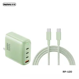Cốc Sạc Nhanh GaN REMAX RP-U20 100W 4 Cổng 3 USB-C + 1 USB-A, Chân Gập, Kèm Cá…