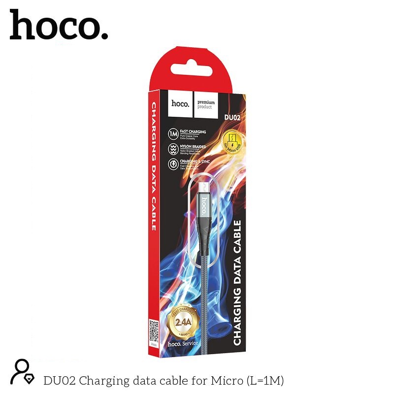Cáp Sạc DU02 Charging data cable (USB) dây dù chống đứt chống rối, Sạc Nhanh, Ổn Định