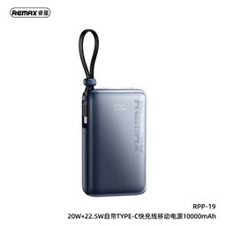 Pin Sạc Dự Phòng REMAX RPP-19 10000mAh Tích Hợp Cáp Type-C, Sạc Nhanh 22.5W PD…