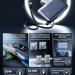 Pin Sạc Dự Phòng REMAX RPP-19 10000mAh Tích Hợp Cáp Type-C, Sạc Nhanh 22.5W PD…