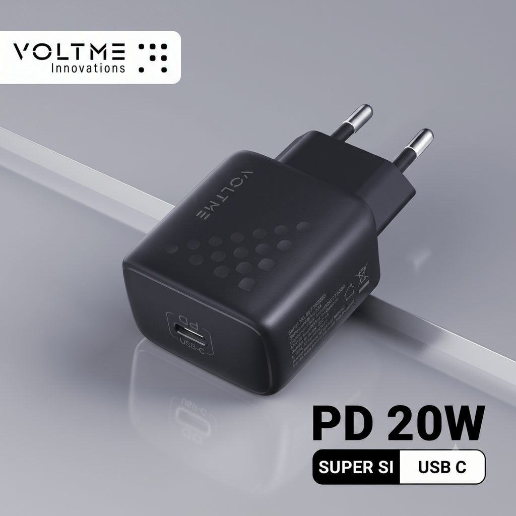 Củ Sạc Nhanh VOLTME Revo 20 Lite 20W Chân Tròn, Cổng Type-C, Công Nghệ Super Si, Hỗ Trợ Sạc Nhanh.