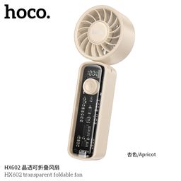 Quạt Gấp Cầm Tay HOCO HX602 Trong Suốt, Gió Mạnh 8000RPM, Pin 2000mAh, Hiển Th…