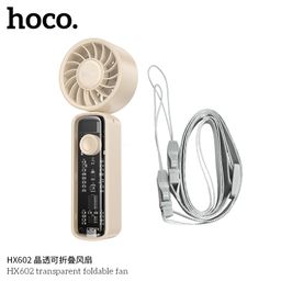 Quạt Gấp Cầm Tay HOCO HX602 Trong Suốt, Gió Mạnh 8000RPM, Pin 2000mAh, Hiển Th…