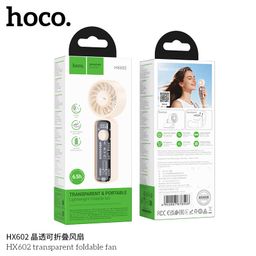 Quạt Gấp Cầm Tay HOCO HX602 Trong Suốt, Gió Mạnh 8000RPM, Pin 2000mAh, Hiển Th…