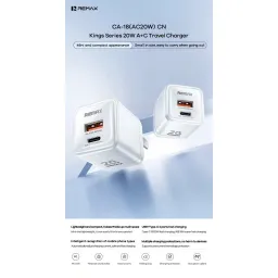 Củ sạc nhanh REMAX Kings 20W A+C Charger CA-18(AC20W) hỗ trợ sạc nhanh, thiết…