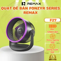 Quạt để bàn REMAX F27, dung lượng 1200mAh động cơ không chổi than, gió nhẹ, ch…