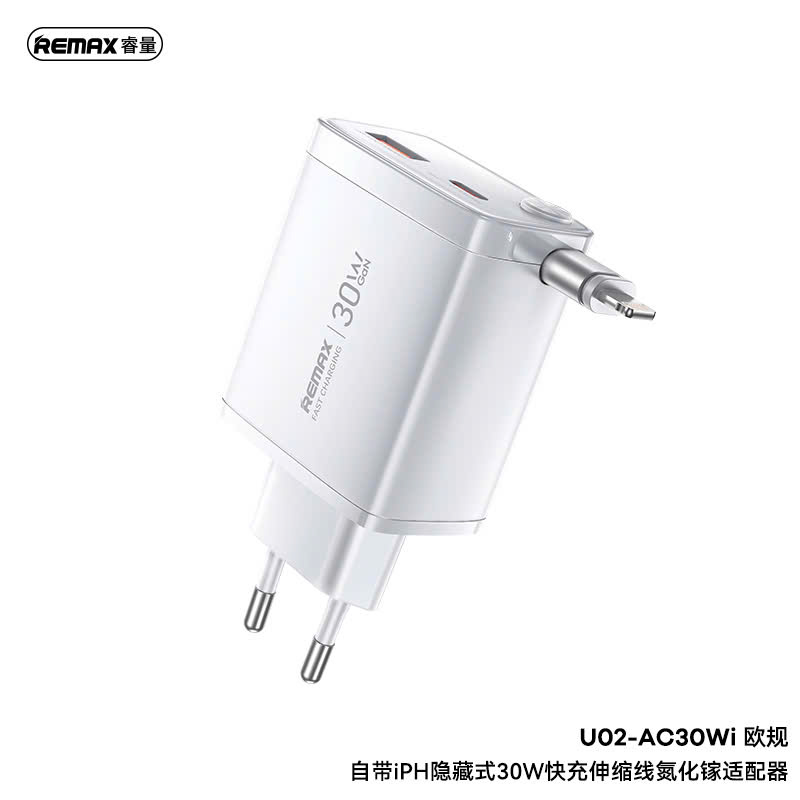 Bộ củ cáp dây rút kèm cáp i.ph/ typeC REMAX U02 TypeC + USB sạc nhanh PD30W sử…
