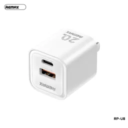 Cốc sạc nhanh 2 cổng REMAX RP-U8 Thiết kế nhỏ gọn, USB-A QC3.0 18W, TypeC PD 20W
