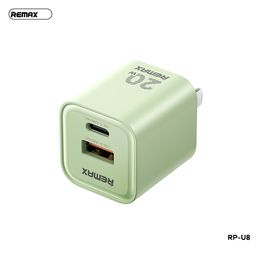 Cốc sạc nhanh 2 cổng REMAX RP-U8 Thiết kế nhỏ gọn, USB-A QC3.0 18W, TypeC PD 20W