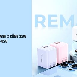 Cốc sạc nhanh 2 cổng Remax RP-U25 USB QC3.0 30W và TypeC PD 33W