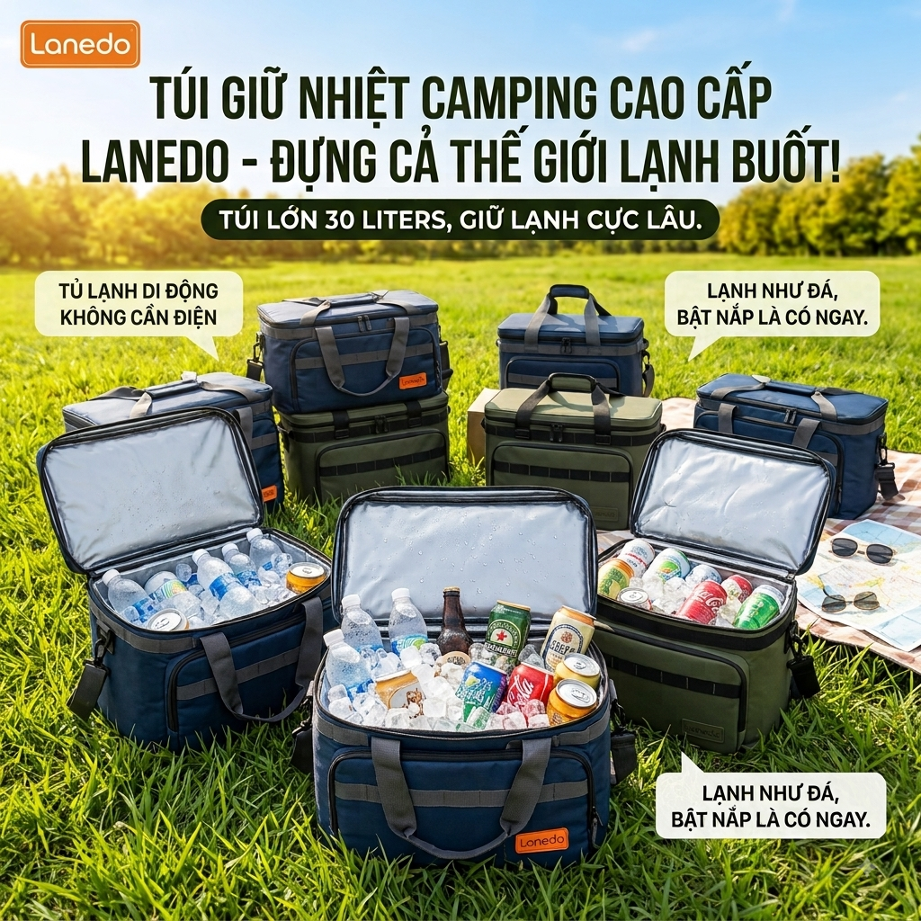 Túi giữ nhiệt đựng đồ hãng LANEDO, đi camping , bảo quản lạnh đồ uống LISA-1 b…
