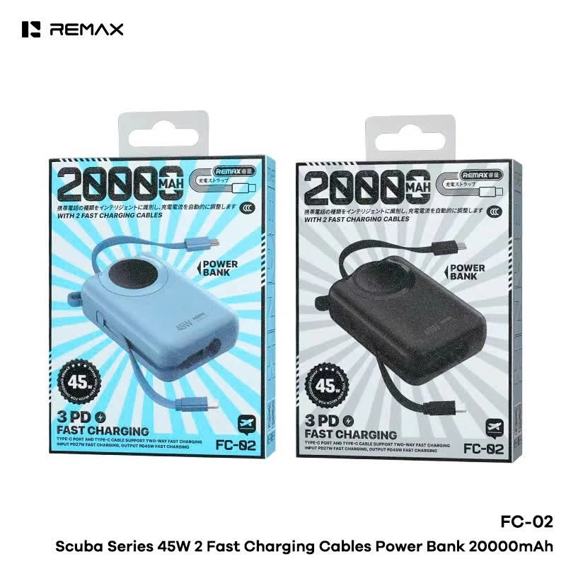 Pin Sạc Dự Phòng REMAX FC-02 20000mAh 45W PD Sạc Nhanh – Tích Hợp 2 Cáp Sạc –…