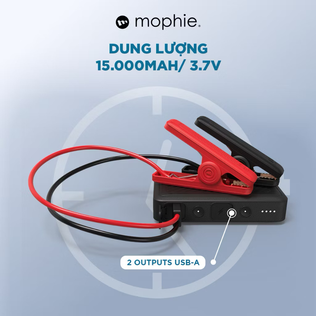 Pin dự phòng 15000mAh hãng Mophie AC55500, kích bình ắc quy oto, xe máy, cổng AC( hộp trắng)
