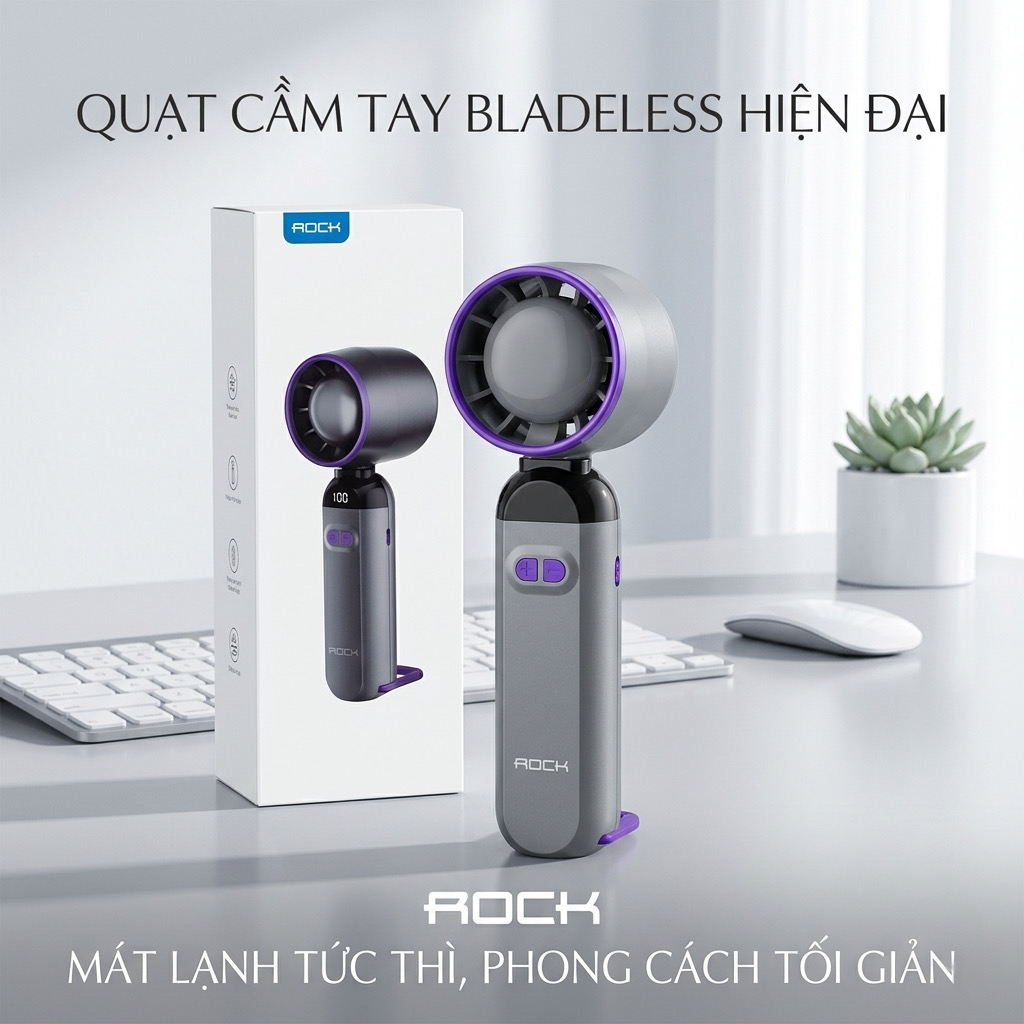 Quạt cầm tay Turbo ROCK LQ-217B, 100 cấp độ gió