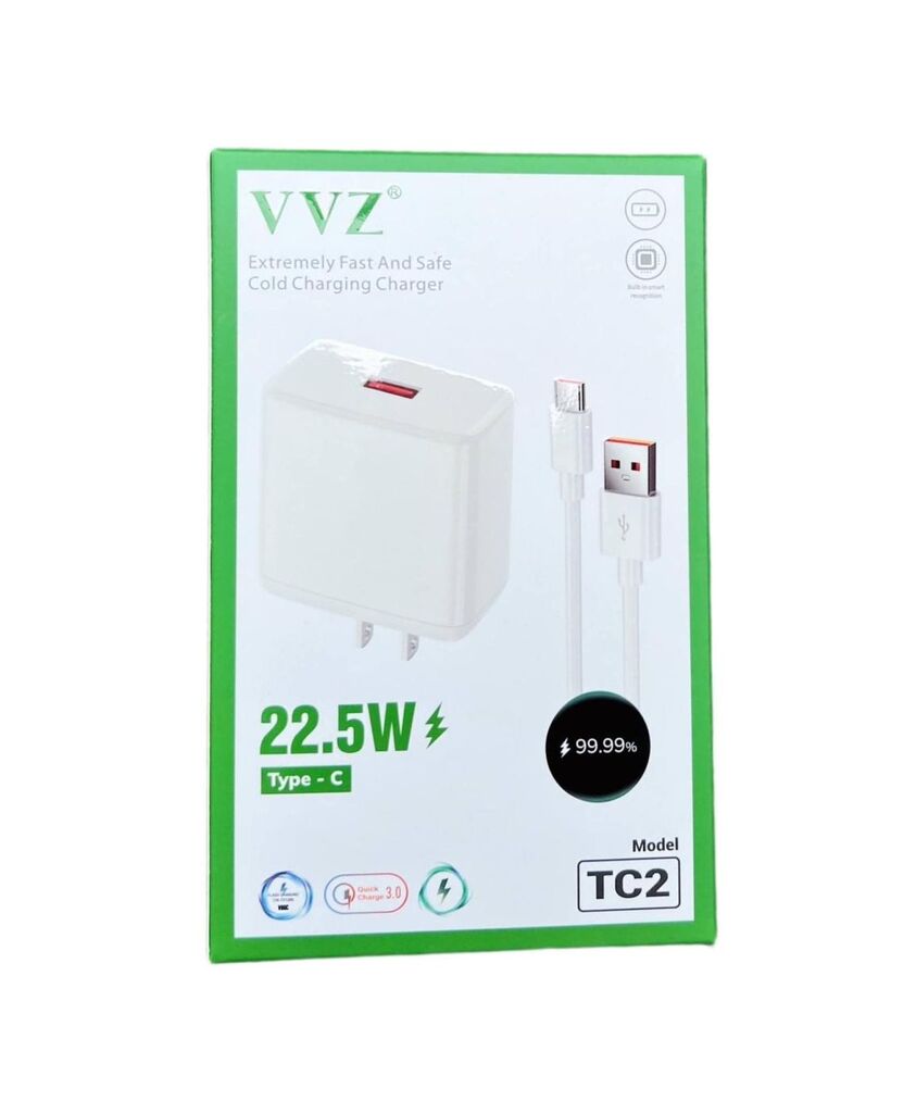 BỘ SẠC NHANH 22.5W CHÂN TYPE C CHÍNH HÃNG VVZ , MODEL: V - TC2