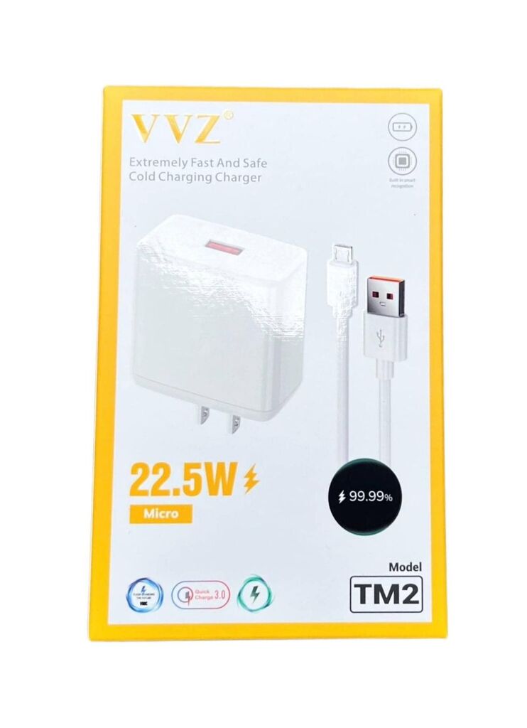 BỘ SẠC NHANH 22.5W CHÂN MICRO CHÍNH HÃNG VVZ ,MODEL: V - TM2