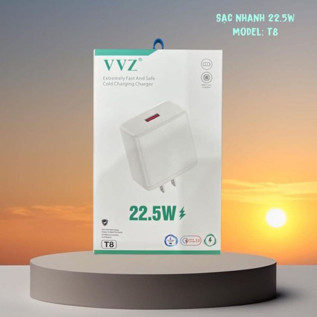 Sạc nhanh QC 3.0 22.5w chính hãng VVZ , Model: V - T8