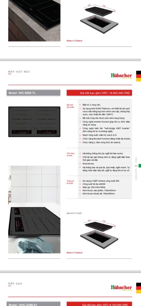 Bếp từ đôi Hubscher ihc6262 sx thái lan - Ảnh 9