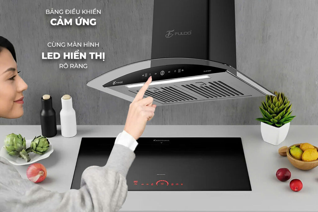 FC-JP1004A7 | MÁY HÚT MÙI KÍNH CONG MÀU ĐEN CAO CẤP FULCO - Ảnh 3