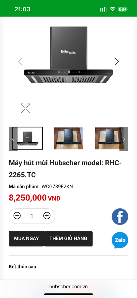 Hút mùi chữ T, vẫy tay cảm ứng Hubcher RHC-2265.TC - Ảnh 6