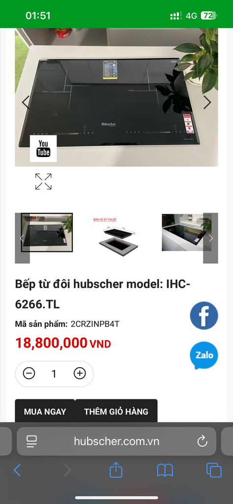 Bếp từ đôi cao cấp IHC6266TL bản sx Thái Lan - Ảnh 5