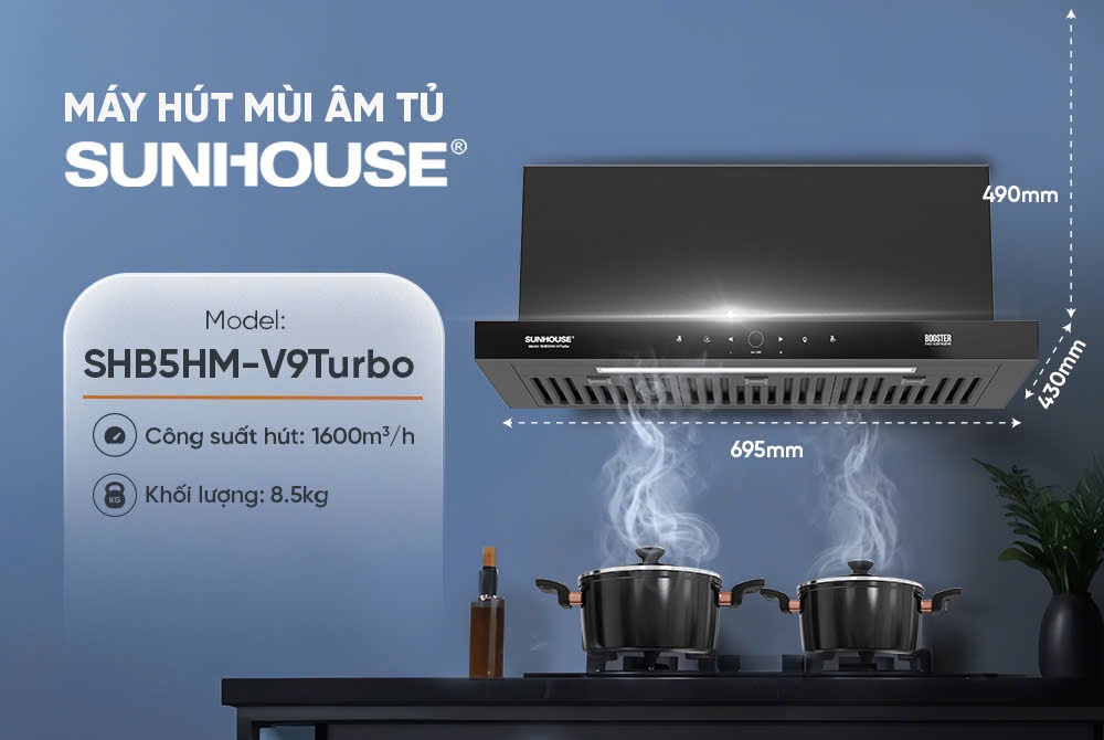 MÁY HÚT MÙI ÂM TỦ SUNHOUSE SHB5HM-V9Turbo - Ảnh 6