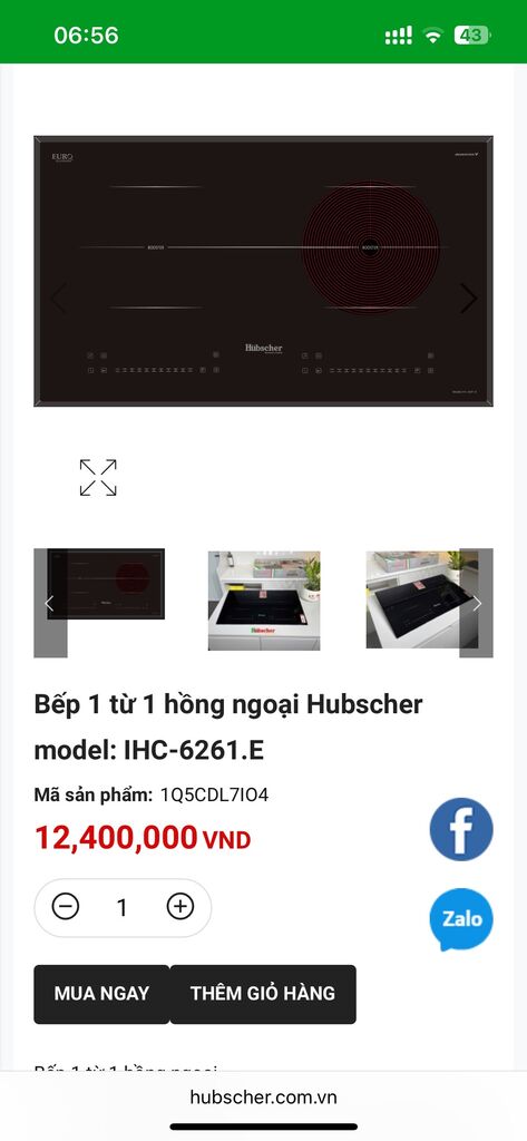 Bếp 1 từ 1 hồng ngoại Hubscher model: IHC-6261.E - Ảnh 3