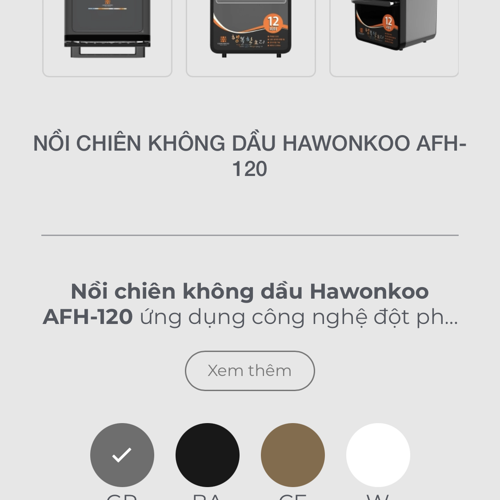 NỒI CHIÊN KHÔNG DẦU HAWONKOO AFH-120 - Ảnh 7
