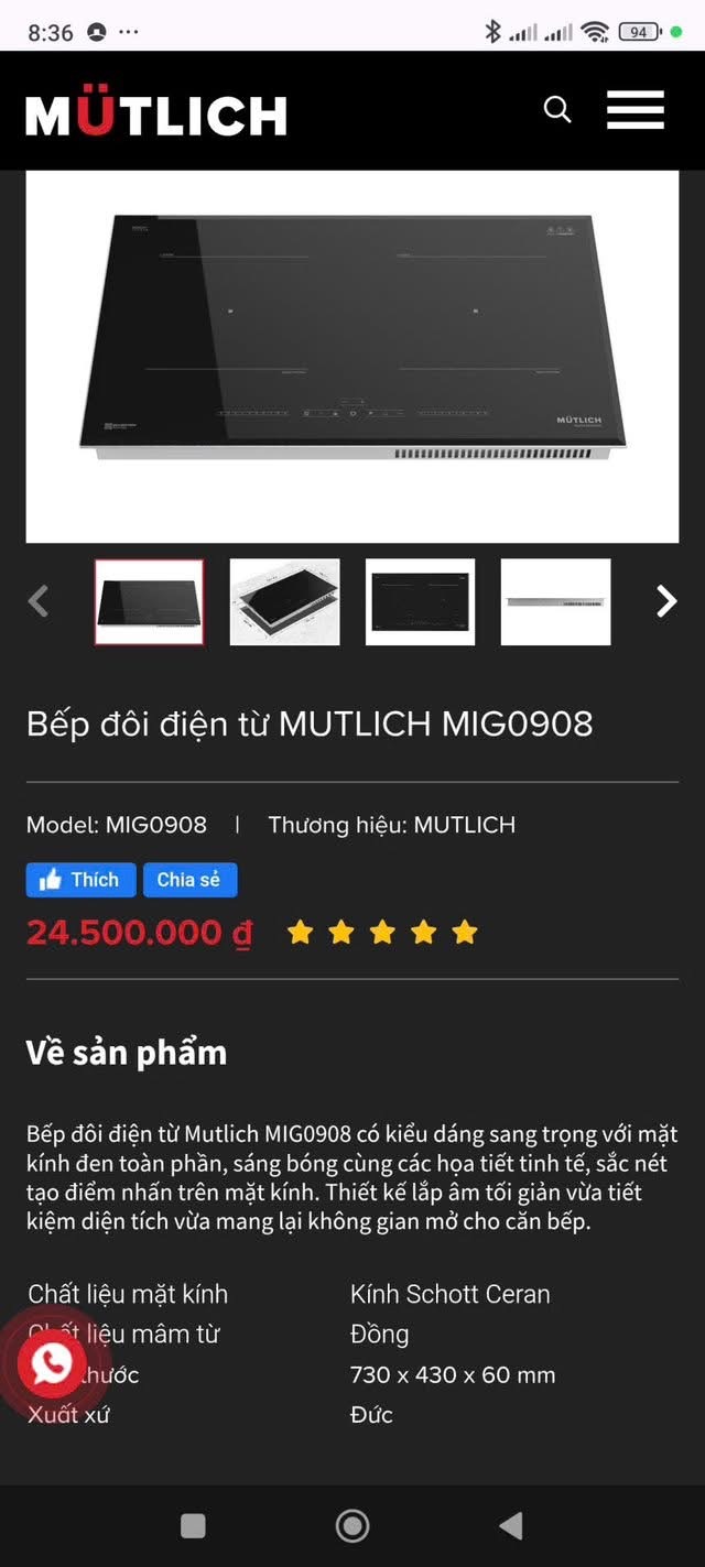 Bếp đôi điện từ MUTLICH MIG0908-nhập nguyên chiếc tại Đức - Ảnh 6