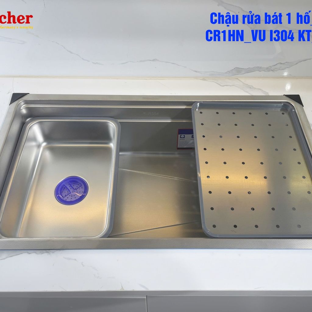 Chậu rửa bát 1 hố INOX phủ Nano Huscher: CR1H_VU I304 KT_78*43 (HÀNG CHÍNH HÃNG CHẤT LƯỢNG CAO)