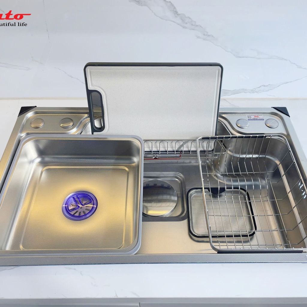 Chậu rửa bát 1 hố Prato INOX phủ nano KT_78*48 (HÀNG CHÍNH HÃNG-CHẤT LƯỢNG CAO)