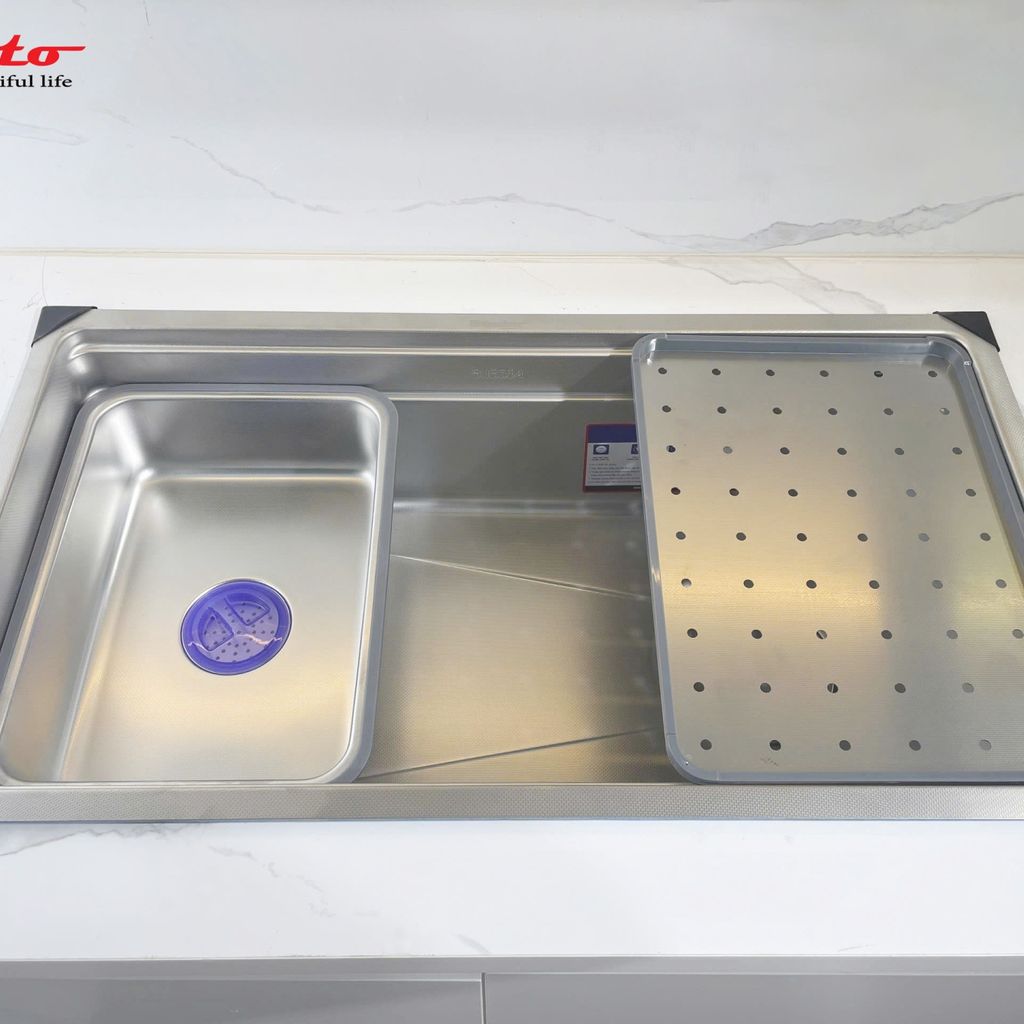 Chậu rửa bát 1 hố Prato INOX nano kích thước 78*43cm (HÀNG CHÍNH HÃNG CHẤT LƯỢNG CAO CẤP)