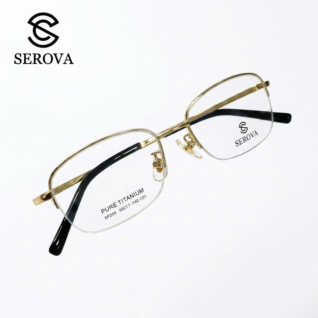 Kính mắt Titanium cao cấp hãng SEROVA SP259 , gọng kính cận chất liệu Titan siêu nhẹ