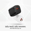 Củ sạc nhanh 20w, công nghệ GaN, 2 cổng sạc A & C , chân gập XM008 ( ko hộp )