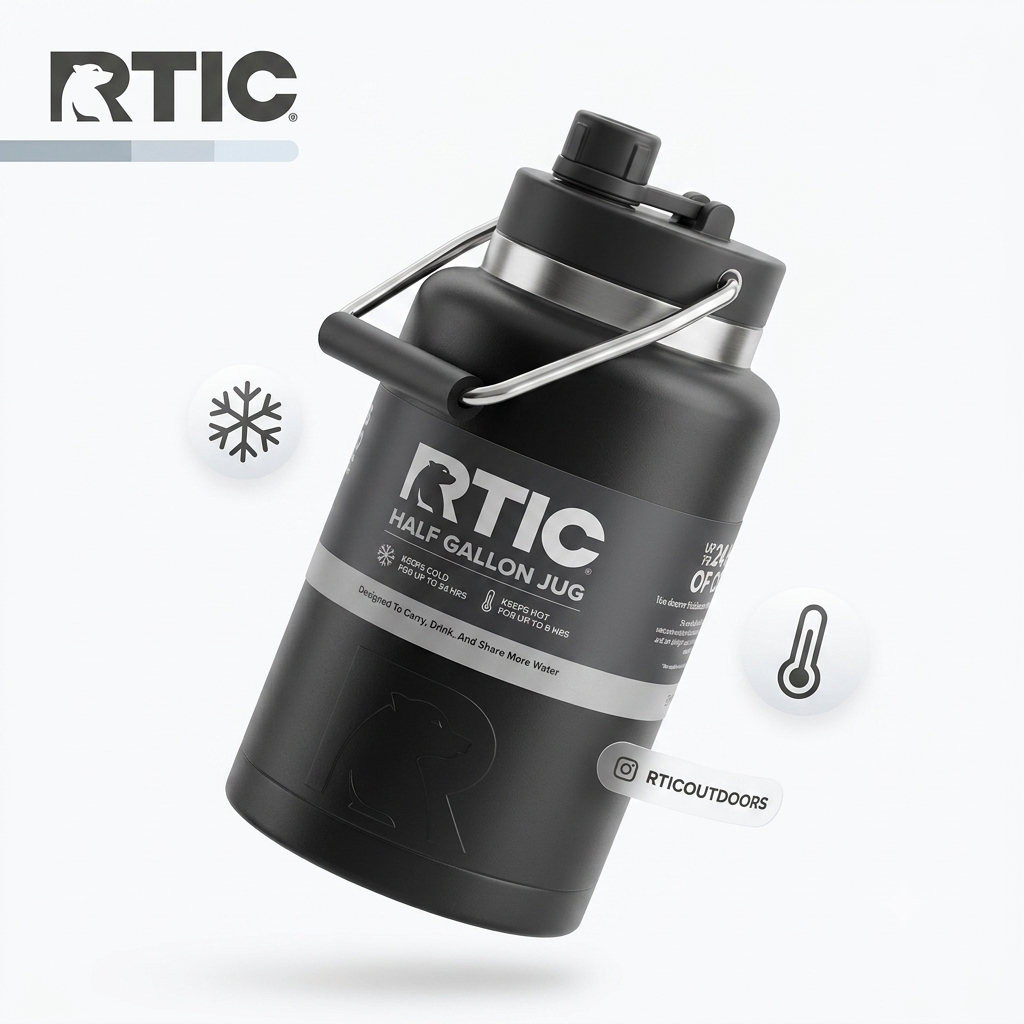 Bình Giữ Nhiệt RTIC Insulated Jug (1.8L) - Hàng Mỹ- Giữ Lạnh 24H